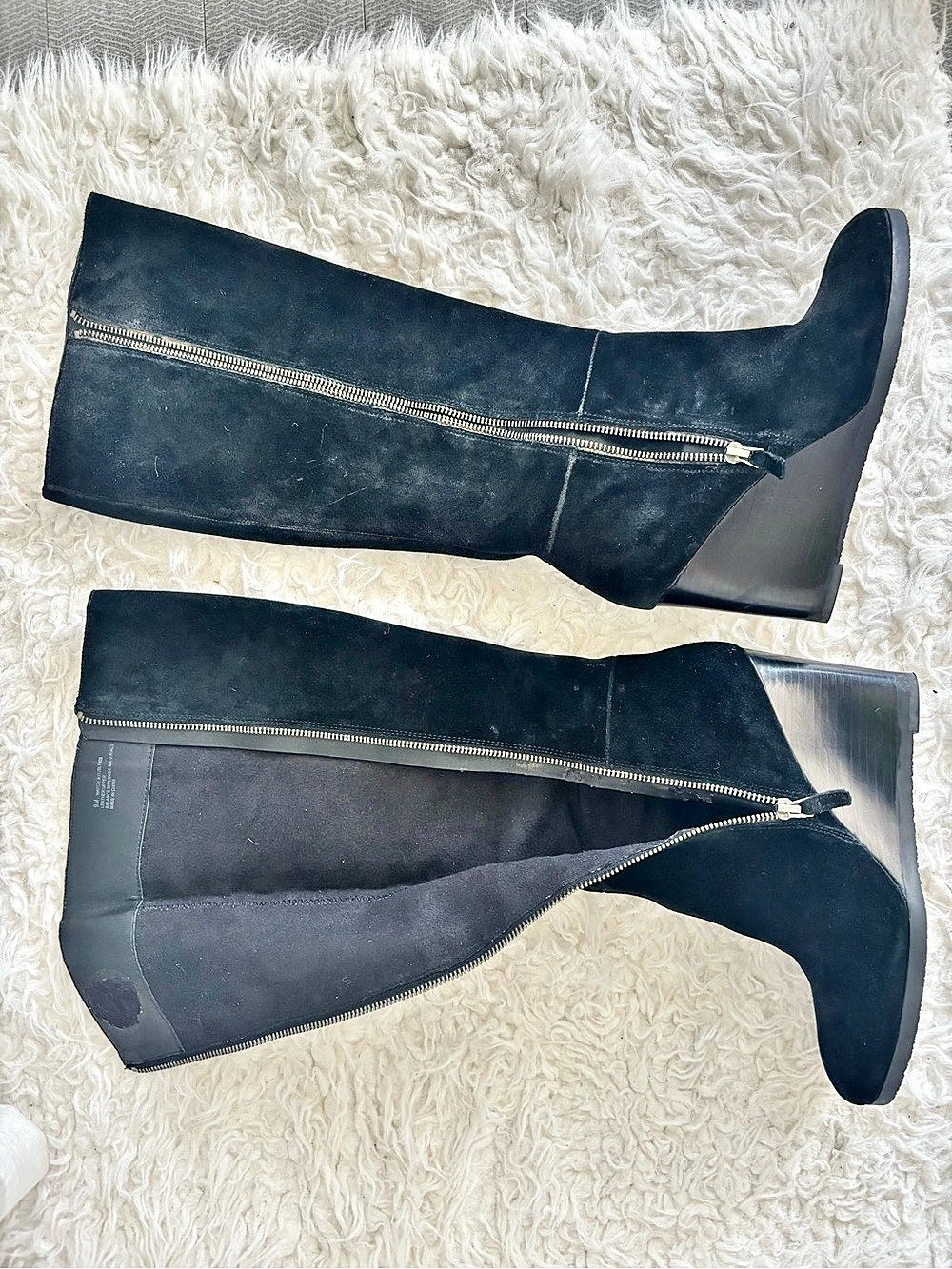 FRANCO SARTO Watch suede Wedge Boot Black at-the-Knee Boots